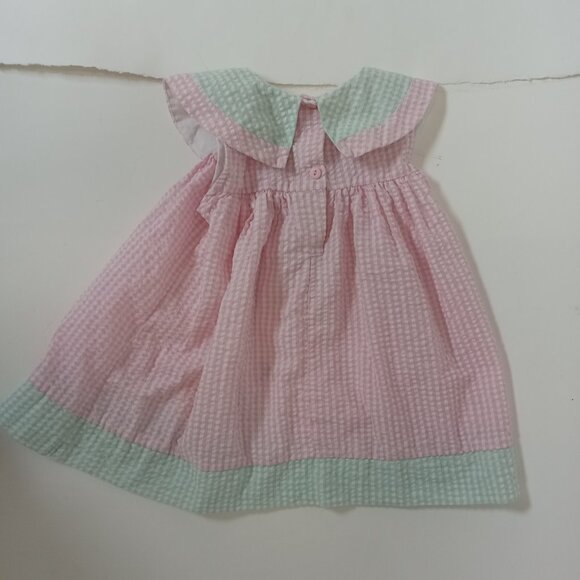 Vintage Sears Baby Pink Checkered Gingham Toddler Dress Sz 2T 24 Months Flower - Picture 8 of 15